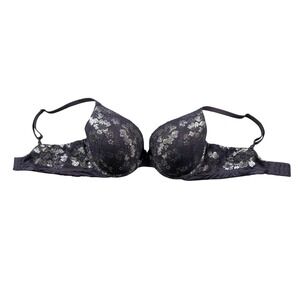 Victoria's Secret Body by Victoria Bra 36D Gray Lace Floral‎ Lightly Lined